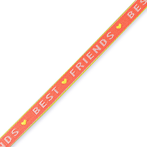 Schmucktextband "best friends" Coral red-lime green