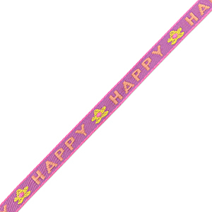 Schmucktextband "happy" Sheer lilac-coral pink