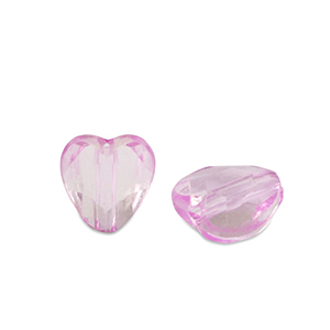 Perlen Acryl Heart Rose purple transparent