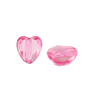 Perlen Acryl Heart Magenta pink transparent