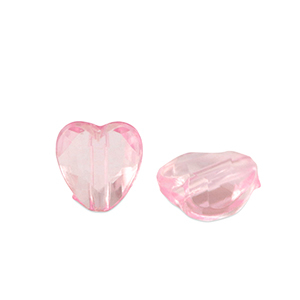 Perlen Acryl Heart Pink transparent