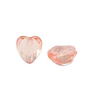 Perlen Acryl Heart Salmon pink transparent
