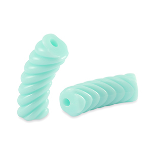 Acrylperlen Tubes Twisted Soft turquoise blue