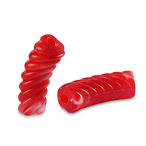 Acrylperlen Tubes Twisted Transparent red