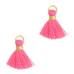 Quaste Perlen 1.2cm Gold-magenta pink