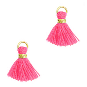 Quaste Perlen 1.2cm Gold-fuchsia neon pink