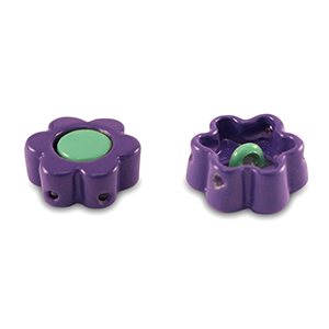 Tile bead Flower Purple-turquoise