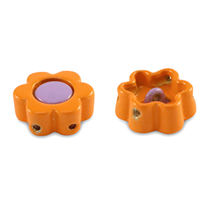 Tile bead Flower Orange-paisley purple
