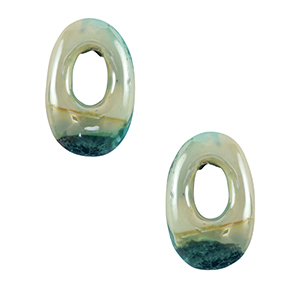 Perlen Griechische Keramik DQ Oval Mint green-turquoise