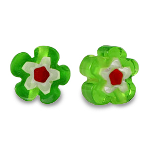 Millefiori-Glasperlen Flower Spring green