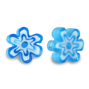 Millefiori-Glasperlen Flower Azure turquoise blue