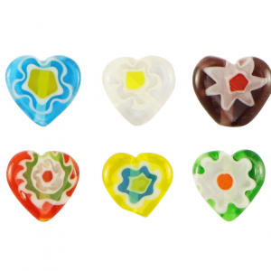 Millefiori-Glasperlen Heart Flower Multicolour