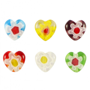 Millefiori-Glasperlen Heart Flower Multicolour