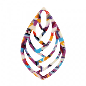 Anh&auml;nger aus Resin Blatt Multicolor confetti