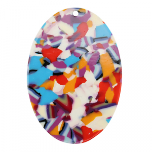 Anh&auml;nger aus Resin Oval Multicolor confetti