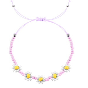 Armband Blume pearl shine coating lilac pink-white