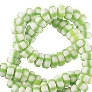 Perlen Polymer Rondelle 7mm White-spring green
