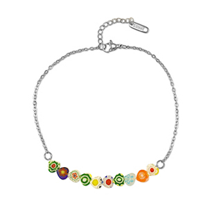 Stainless Steel - Rostfrei Stahl Armb&auml;nder Millefiori Silver-multicolour