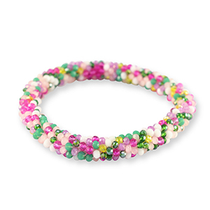 Facetten Glas Armband Multicolour white-pink