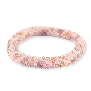 Facetten Glas Armband Multicolour Beige-pink