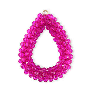 Facetten Perlen Anh&auml;nger Drop Fuchsia