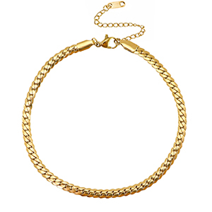 Stainless Steel - Rostfrei Stahl Fussketten Schlangenkette Gold