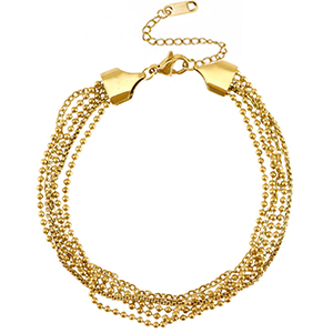 Stainless Steel - Rostfrei Stahl Fussketten multiple Layer Gold