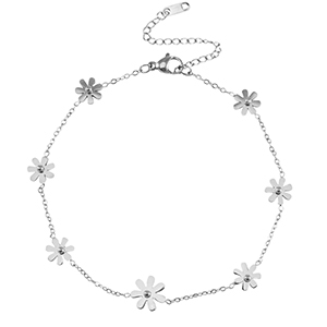Stainless Steel - Rostfrei Stahl Fussketten Flowers Silver