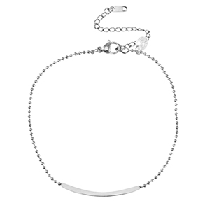 Stainless Steel - Rostfrei Stahl Fussketten Ball Chain Tube & Crystal Silver