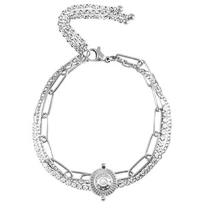 Stainless Steel - Rostfrei Stahl Armb&auml;nder triple Layer & Strass Silver