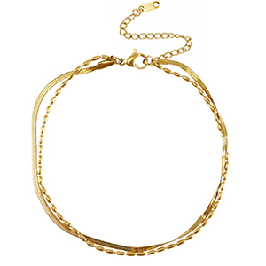 Stainless Steel - Rostfrei Stahl Fussketten duo Layer Gold