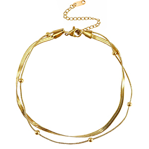 Stainless Steel - Rostfrei Stahl Fussketten duo Layer Gold