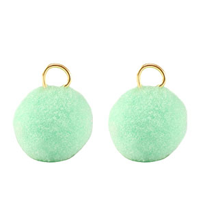 Anh&auml;nger Pompom mit &Ouml;se 10mm Gold-mint green