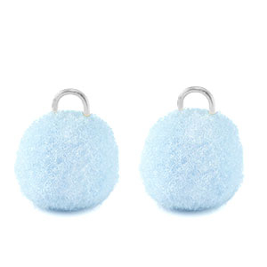 Anh&auml;nger Pompom mit &Ouml;se 10mm Silver-carolina blue