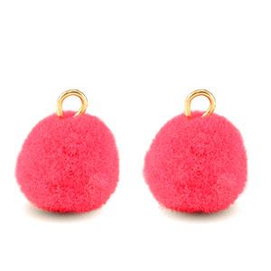 Anh&auml;nger Pompom mit &Ouml;se 10mm Gold-hot pink