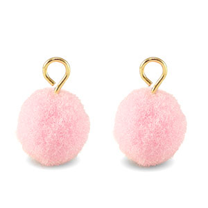 Anh&auml;nger Pompom mit &Ouml;se 10mm Gold-light pink