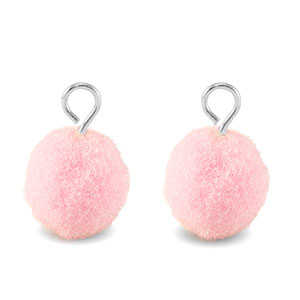 Anh&auml;nger Pompom mit &Ouml;se 10mm Silver-light pink