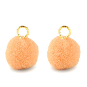 Anh&auml;nger Pompom mit &Ouml;se 10mm Gold-salmon orange