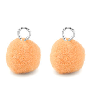 Anh&auml;nger Pompom mit &Ouml;se 10mm Silver-salmon orange
