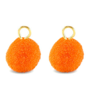Anh&auml;nger Pompom mit &Ouml;se 10mm Gold-orange peel