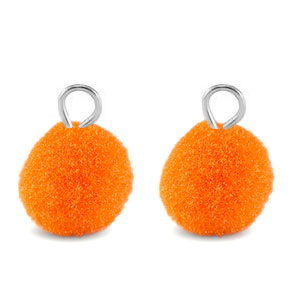 Anh&auml;nger Pompom mit &Ouml;se 10mm Silver-orange peel