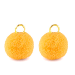 Anh&auml;nger Pompom mit &Ouml;se 10mm Gold-spectra yellow