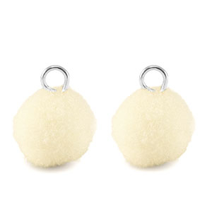 Anh&auml;nger Pompom mit &Ouml;se 10mm Silver-off white