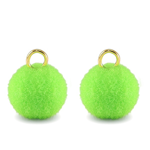 Anh&auml;nger Pompom mit &Ouml;se 10mm Gold-neon green
