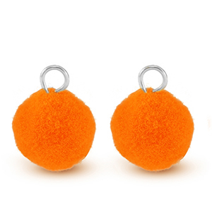 Anh&auml;nger Pompom mit &Ouml;se 10mm Silver-neon orange