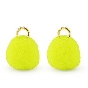 Anh&auml;nger Pompom mit &Ouml;se 10mm Gold-neon yellow