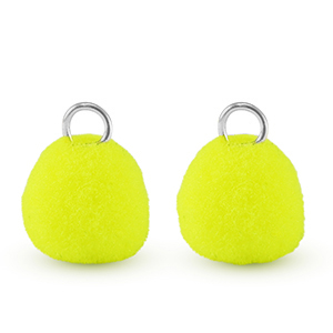 Anh&auml;nger Pompom mit &Ouml;se 10mm Silver-neon yellow