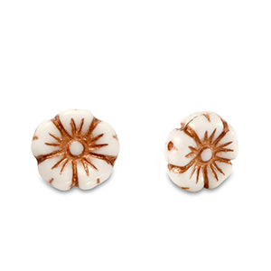 Tschechische Perlen Flower 7mm Copper brown metallic-white