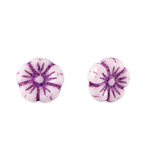 Tschechische Perlen Flower 7mm Imperial purple-white