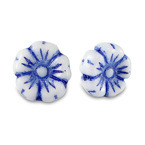 Tschechische Perlen Flower 9mm Strong blue-white